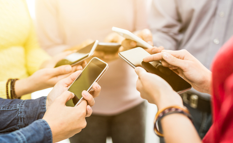 Group using phones