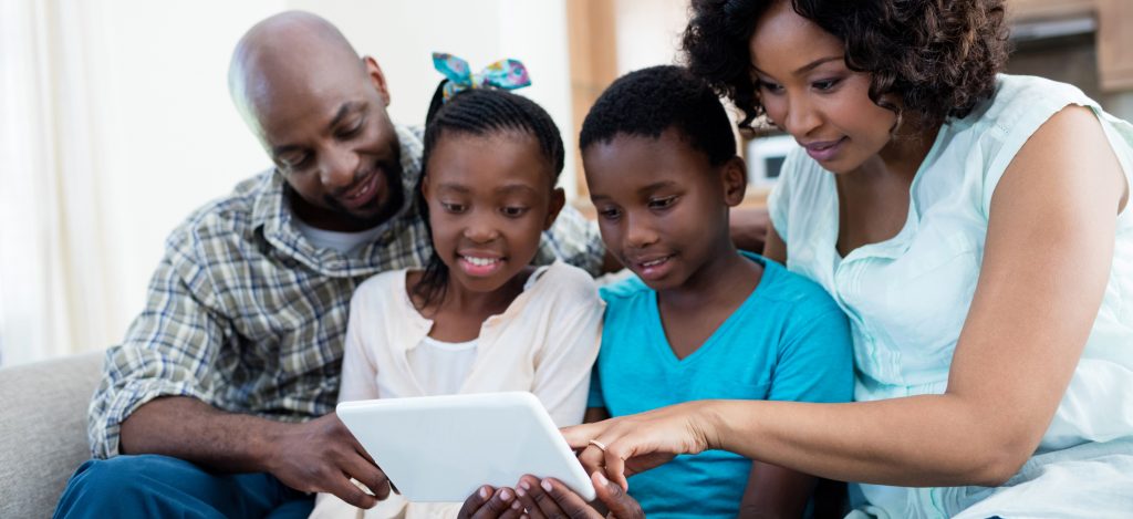 Family using tablet