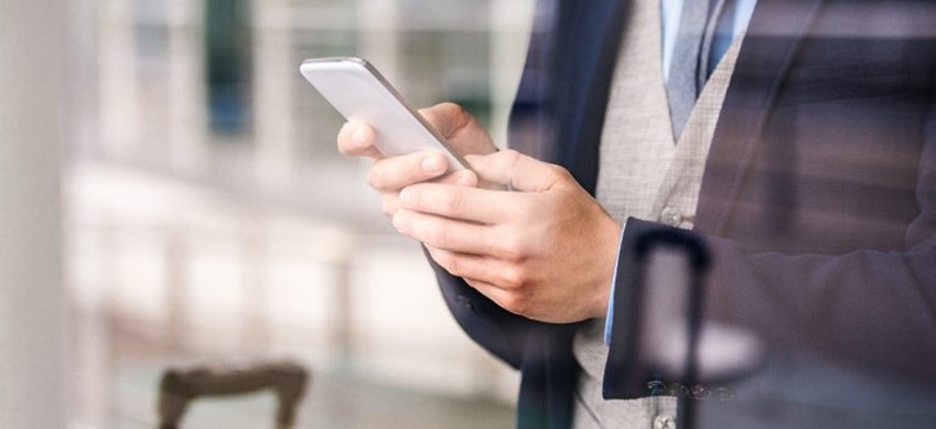 Businessman on an iPhone