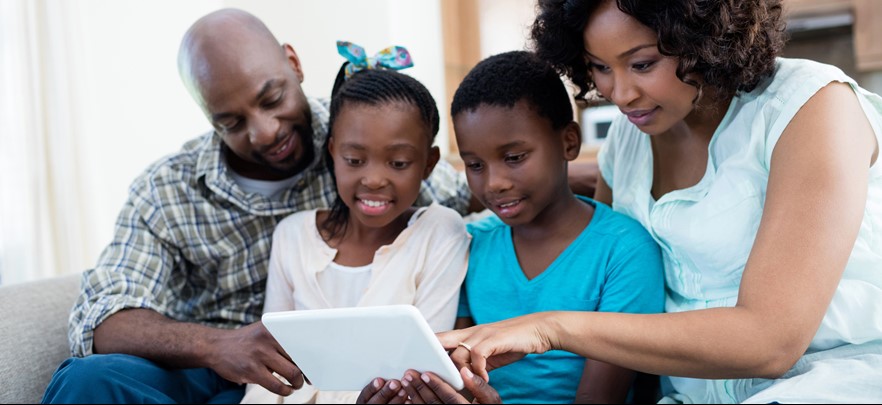 Kids on a tablet